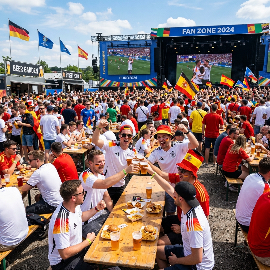 Sports fan zone with food and drinks